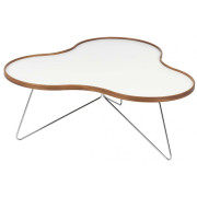 Swedese - Flower Tisch 114x107 cm - 45 cm | Weiß-Nussbaum | Verchromt