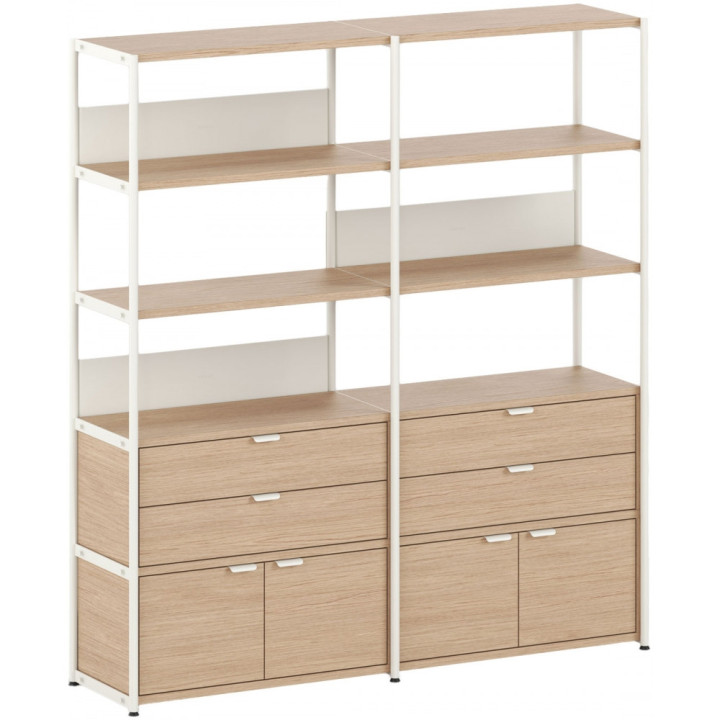 TIPTOE - Unit Regal 5 mit Türen und Schubladen - Creme weiß | 160 cm