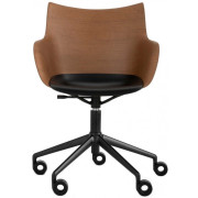 Kartell - Q/Wood Drehstuhl - Dunkles Holz / Schwarz