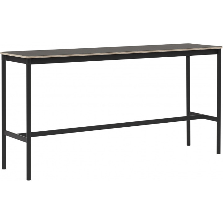 Muuto - Base Stehtisch mit Holzkante - 190 x 50 cm -  H: 95 cm | Schwarz (Linoleum) Muuto - Base Stehtisch mit Holzkante - 190 x 50 cm -  H: 95 cm | Schwarz (Linoleum)