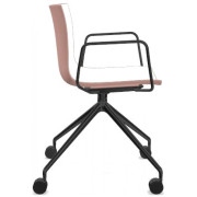 Arper - Catifa 46 0369 Armlehnstuhl mit Rollen fest zweifarbig - Weiß-Rosé | Schwarz