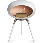 Le Feu - Dome Ground Low Bioethanol-Kamin Weiß - Stahl poliert | Eiche weiß | Roségold