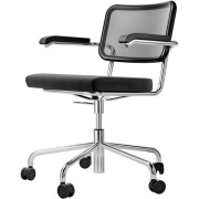Thonet - S 64 SPVNDR Drehsessel - TP 29 Schwarz (Gestell: Chrom / Buche Standard)