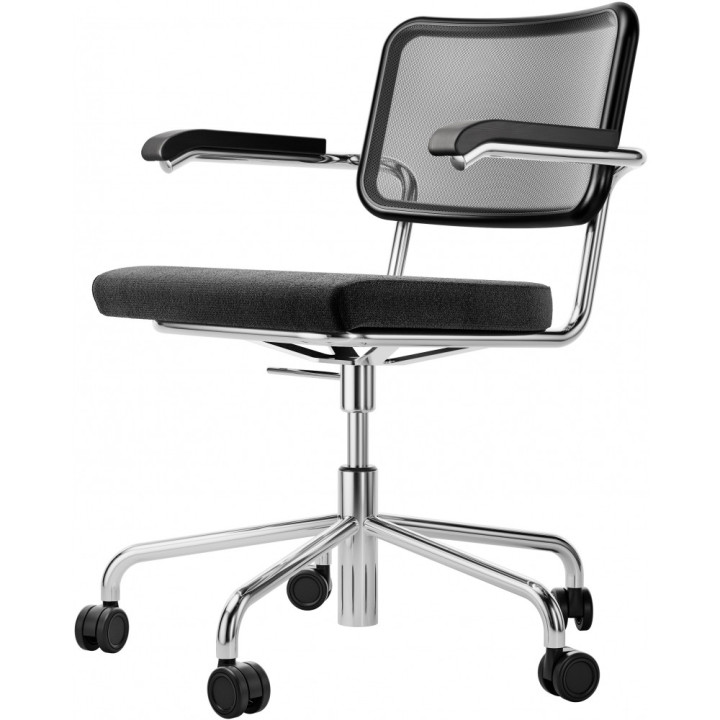 Thonet - S 64 SPVNDR Drehsessel - TP 29 Schwarz (Gestell: Chrom / Buche Standard) Thonet - S 64 SPVNDR Drehsessel - TP 29 Schwarz (Gestell: Chrom / Buche Standard)