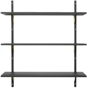 Ferm Living - Sector Regal Triple Breit - Eiche geräuchert / Messing