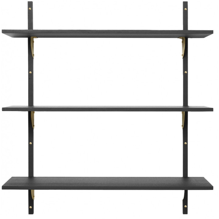 Ferm Living - Sector Regal Triple Breit - Eiche geräuchert / Messing Ferm Living - Sector Regal Triple Breit - Eiche geräuchert / Messing