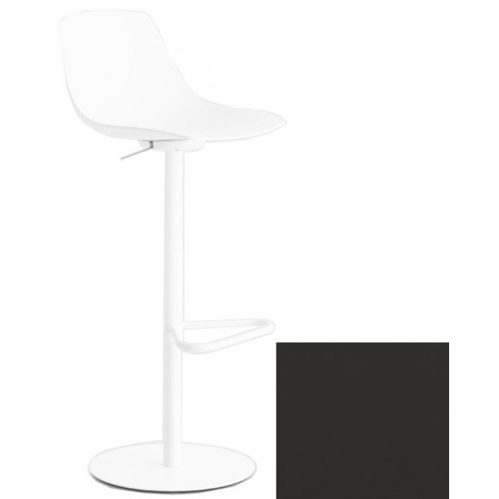 La Palma - Miunn Barhocker Bodenplatte rund weiß - Leder Schlamm dunkel La Palma - Miunn Barhocker Bodenplatte rund weiß - Leder Schlamm dunkel