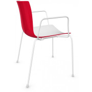 Arper - Catifa 46 0251 Armlehnstuhl zweifarbig - Weiß-Petrol | Verchromt