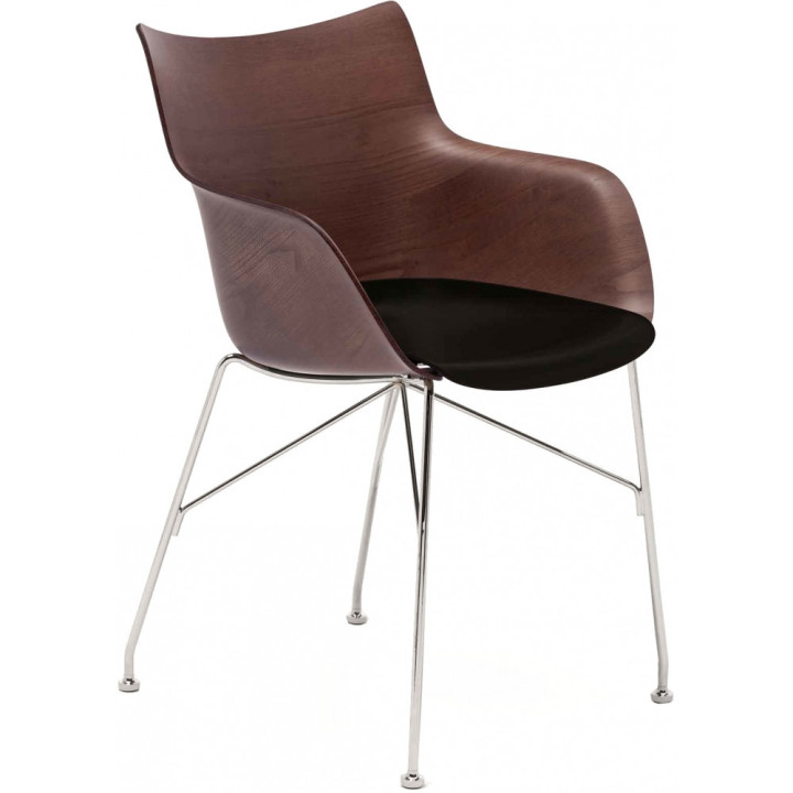 Kartell - Q/Wood Armlehnenstuhl - Esche dunkel / Verchromt Kartell - Q/Wood Armlehnenstuhl - Esche dunkel / Verchromt