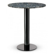 Tom Dixon - Tube Stehtisch - Pebble Marmor / Schwarz (Ø90 cm)