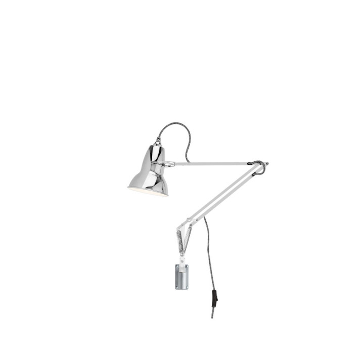 Anglepoise - Original 1227 Leuchte mit Wandmontage - Bright Chrome (Kabel: Schwarz-Weiß) Anglepoise - Original 1227 Leuchte mit Wandmontage - Bright Chrome (Kabel: Schwarz-Weiß)