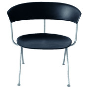 Magis - Officina Niedriger Sessel Leder - Schwarz | Verzinkt