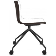 Arper - Catifa 46 0369 Stuhl mit Rollen fest zweifarbig - Weiß-Dunkelbraun | Schwarz