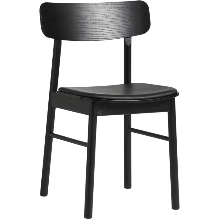 Woud - Soma Dining Stuhl gepolstert - Esche schwarz / Leder schwarz Woud - Soma Dining Stuhl gepolstert - Esche schwarz / Leder schwarz