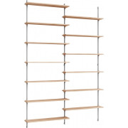 Moebe - Wall Shelving ws.230.2 Wandregal -  Doppelt - Eiche / Edelstahl