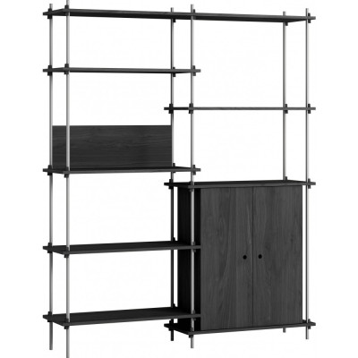 Moebe - Shelving System s.200.2.I Regal -  Doppelt - Schwarz / Edelstahl Moebe - Shelving System s.200.2.I Regal -  Doppelt - Schwarz / Edelstahl