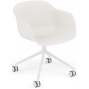 Muuto - Fiber Chair Drehstuhl mit Rollen - Weiß | Weiß