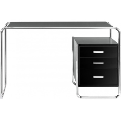 Thonet - S 285/2 Schreibtisch - RAL 9005 Tiefschwarz Decklack - Korpus rechts (Gestell: Chrom) Thonet - S 285/2 Schreibtisch - RAL 9005 Tiefschwarz Decklack - Korpus rechts (Gestell: Chrom)