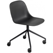 Muuto - Fiber Side Chair Drehstuhl mit Rollen - Schwarz | Schwarz