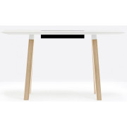 Pedrali - Arki Wood Tisch mit Kabelkanal - Weiß