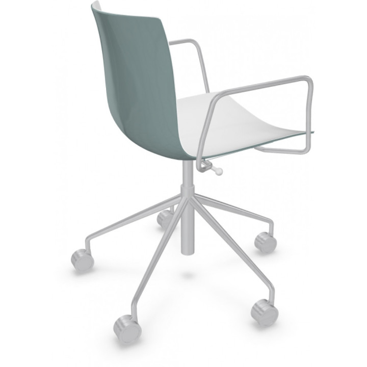 Arper - Catifa 46 0380 Drehstuhl mit Armlehnen zweifarbig - Weiß-Petrol Arper - Catifa 46 0380 Drehstuhl mit Armlehnen zweifarbig - Weiß-Petrol