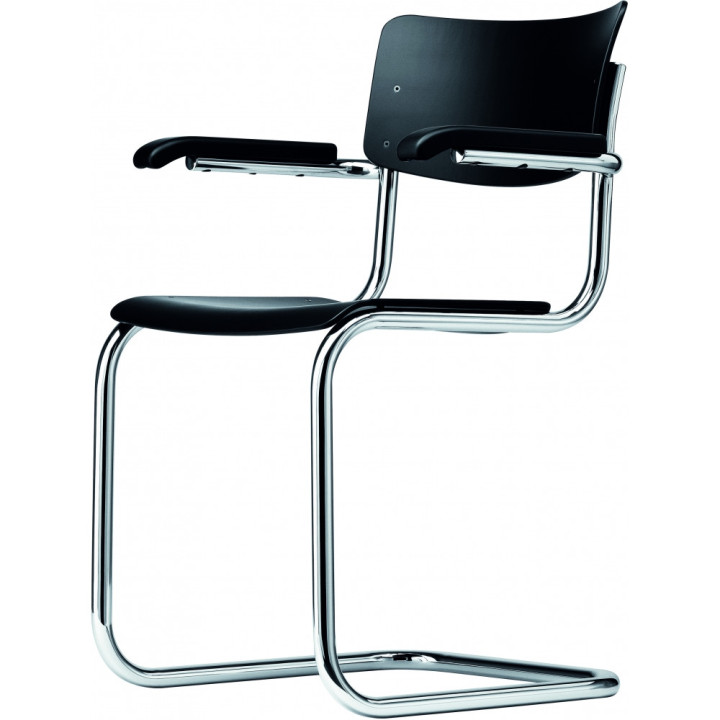 Thonet - S 43 F Freischwinger - TP 29 Schwarz Beize (Gestell: Chrom) Thonet - S 43 F Freischwinger - TP 29 Schwarz Beize (Gestell: Chrom)