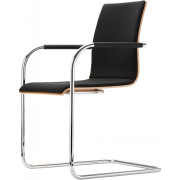 Thonet - S 53 PF Freischwinger - Step 60999 Schwarz (Schale: Eiche aufgehellt)