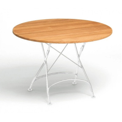 Weishäupl - Classic Tisch Ø110 cm - Teak Deck | Weiß Weishäupl - Classic Tisch Ø110 cm - Teak Deck | Weiß