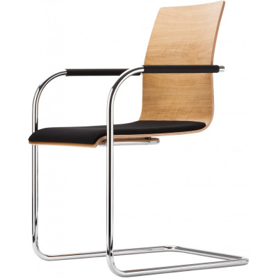 Thonet - S 53 SPF Freischwinger - Step 60999 Schwarz (Schale: Eiche aufgehellt) Thonet - S 53 SPF Freischwinger - Step 60999 Schwarz (Schale: Eiche aufgehellt)