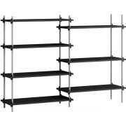 Moebe - Shelving System s.115.2.A Regal -  Doppelt - Schwarz / Edelstahl