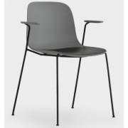 La Palma - Seela Stuhl mit grauen Armlehnen - Holz schwarz gebeizt (Sitzschale: Polypropylen)