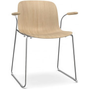 Magis - Troy Armlehnen-Kufenstuhl Buche - Natur - Verchromt