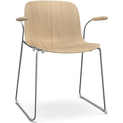Magis - Troy Armlehnen-Kufenstuhl Buche - Natur - Verchromt Magis - Troy Armlehnen-Kufenstuhl Buche - Natur - Verchromt