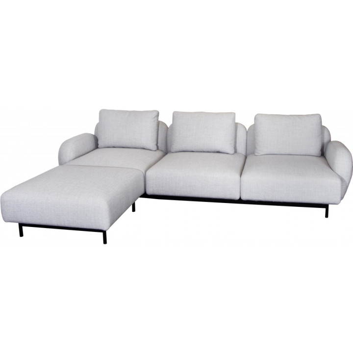 Cane-line - Aura Sofa 3-Sitzer mit niedrigen Armlehnen & Chaise Longue rechts - Hellgrau (Ambience) Cane-line - Aura Sofa 3-Sitzer mit niedrigen Armlehnen & Chaise Longue rechts - Hellgrau (Ambience)