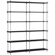 Moebe - Shelving System s.200.2.B Regal -  Doppelt - Schwarz / Edelstahl