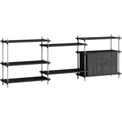 Moebe - Shelving System s.85.3.B Regal -  Dreifach - Schwarz / Edelstahl Moebe - Shelving System s.85.3.B Regal -  Dreifach - Schwarz / Edelstahl