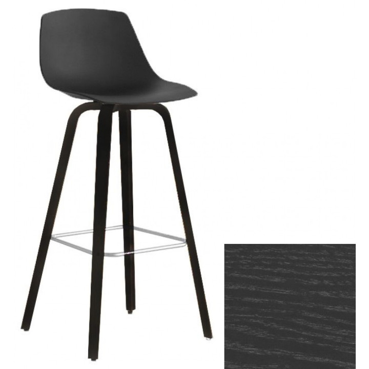 La Palma - Miunn Barhocker 75 cm mit Holzbeinen schwarz - Schwarz gebeizt offenporig La Palma - Miunn Barhocker 75 cm mit Holzbeinen schwarz - Schwarz gebeizt offenporig