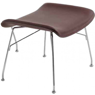 Kartell - S/Wood Fußhocker Leder - Buche dunkel / Verchromt Kartell - S/Wood Fußhocker Leder - Buche dunkel / Verchromt