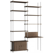 Moebe - Shelving System s.255.2.E Regal -  Doppelt - Eiche geräuchert / Edelstahl