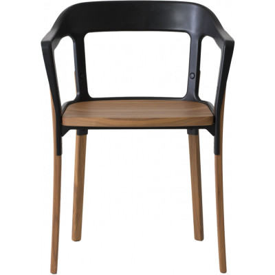 Magis - Steelwood Chair Armlehnenstuhl - Schwarz (Sitz: Nussbaum) Magis - Steelwood Chair Armlehnenstuhl - Schwarz (Sitz: Nussbaum)