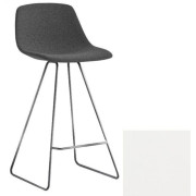 La Palma - Miunn Barhocker 65 cm matt verchromt - Leder Weiß