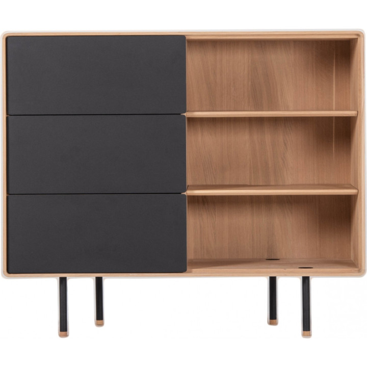 Gazzda - Fina Kommode 118 mit Schubladen - Schwarz / Eiche Weiß geölt Gazzda - Fina Kommode 118 mit Schubladen - Schwarz / Eiche Weiß geölt