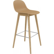 Muuto - Fiber Barhocker Recyceltes Plastik mit Holzgestell und Rückenlehne - Ocker / Eiche