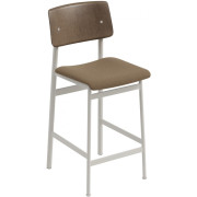 Muuto - Loft Barhocker gepolstert - 65 cm -  Grau/ Dunkelbraun gebeizt