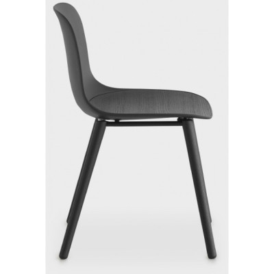 La Palma - Seela Stuhl schwarz lackiert mit Beinen aus schwarzem Holz La Palma - Seela Stuhl schwarz lackiert mit Beinen aus schwarzem Holz