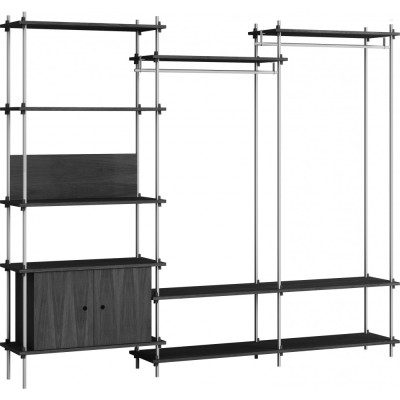 Moebe - Shelving System s.200.3.C Regal -  Dreifach - Schwarz / Edelstahl Moebe - Shelving System s.200.3.C Regal -  Dreifach - Schwarz / Edelstahl