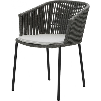 Cane-line - Moments Sessel stapelbar mit Sitzkissen - Dunkelgrau | Hellgrau (Natté) Cane-line - Moments Sessel stapelbar mit Sitzkissen - Dunkelgrau | Hellgrau (Natté)