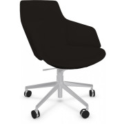 Arper - Aston Conference 1930 Stuhl mit Rollen - Weichleder Schwarz