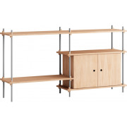 Moebe - Shelving System s.85.2.C Regal -  Doppelt - Eiche / Edelstahl