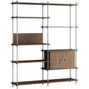 Moebe - Shelving System s.200.2.C Regal -  Doppelt - Eiche geräuchert / Edelstahl
